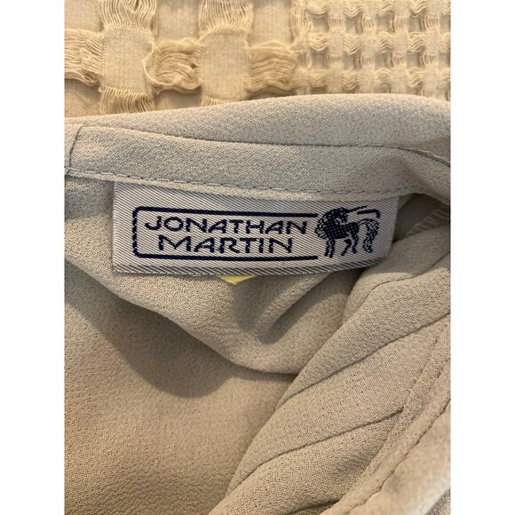 Jonathan Martin Blouse Sz 13 / 14 Fitted Sheer Gray Peter Pan Collar Button Back - Picture 8 of 12